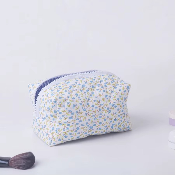 Floral Puffy Quilted Makeup Bag