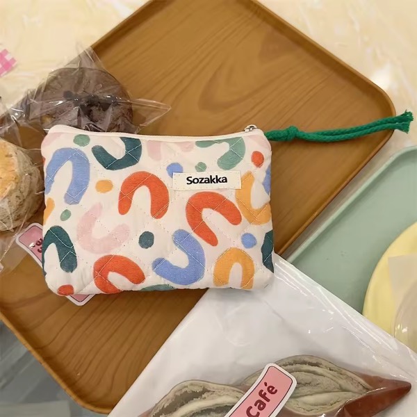 Cartoon Flower Square Cosmetic Bag