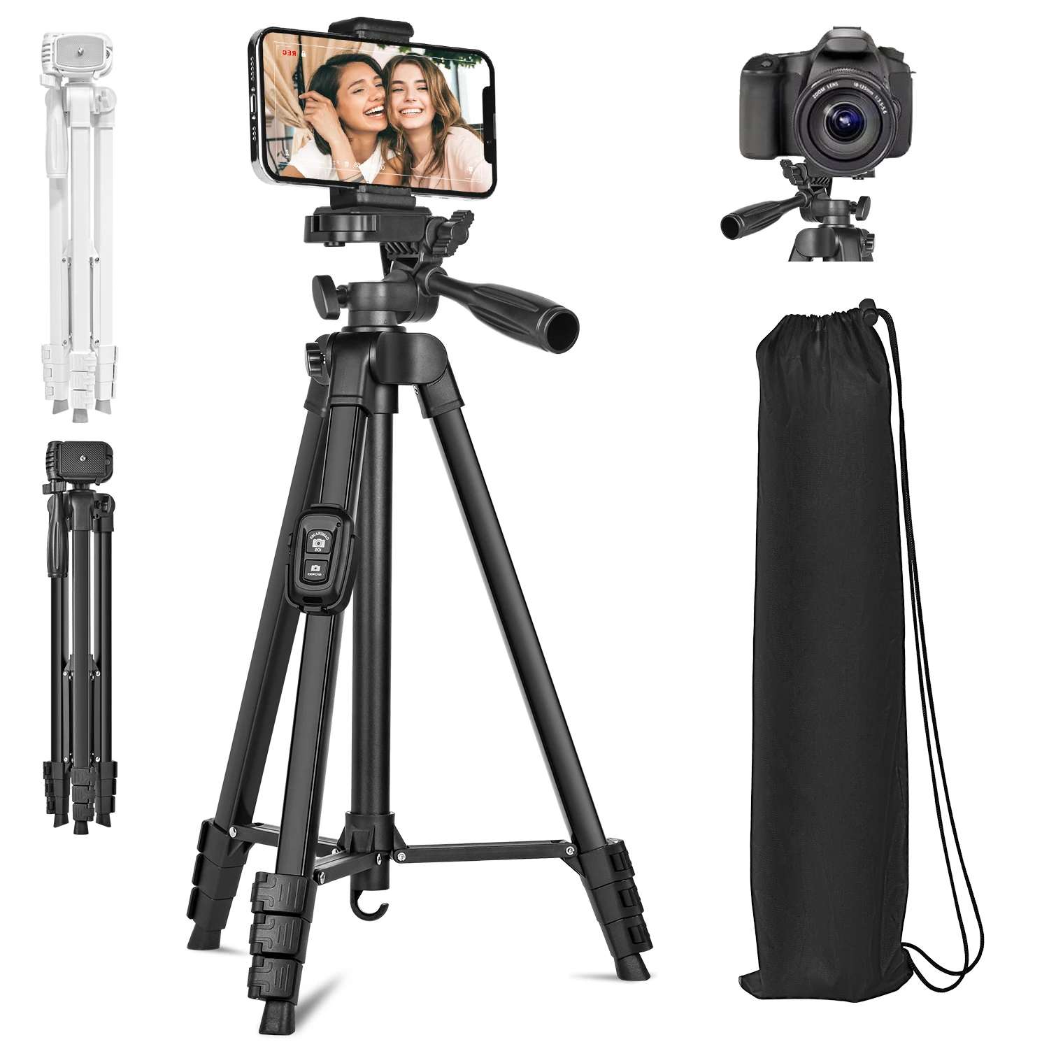 60" Professional Camera Tripod with Remote & Travel Bag
