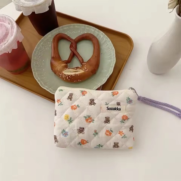 Cartoon Flower Square Cosmetic Bag