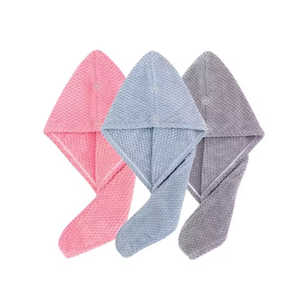 Solid Colour Microfibre Hair Towel Wrap (3pcs)