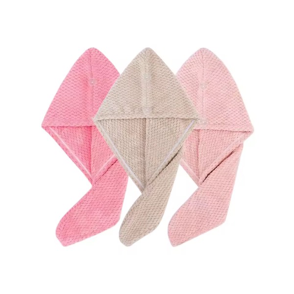 Solid Colour Microfibre Hair Towel Wrap (3pcs)